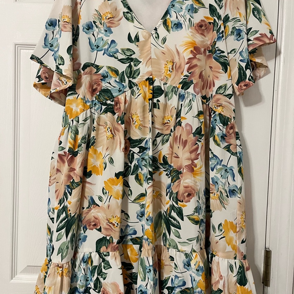 Staccato Floral Mini Dress - Multicolor